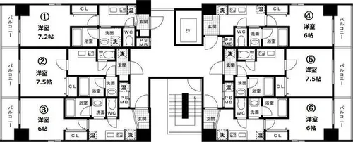 ウイングコート船場【6階】の間取り