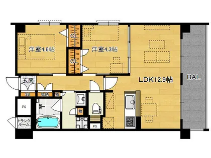 GRANDEUR KAMANZA(グランドール釜座)【2階】の間取り