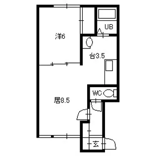 北海道帯広市西六条北2丁目【アパート】の間取り