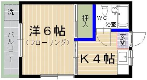 コーポ赤いきつね【201号室】の間取り