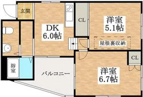 ウエストサイド天美【303号室】の間取り