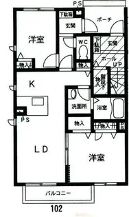 グライヒハイト【102号室】の間取り