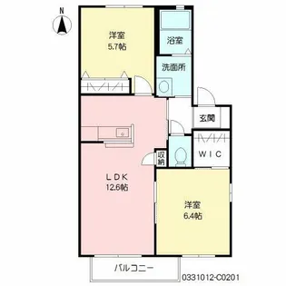 ヴィサージュ本城【C号室】の間取り