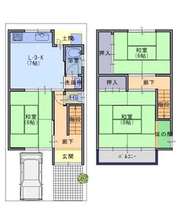 京都府京都市伏見区竹田久保町【一戸建】の間取り