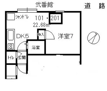アメニテイハイム壱・弐番館【201号室】の間取り