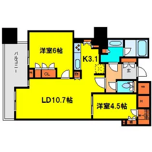クレヴィアタワー中之島【35階】の間取り