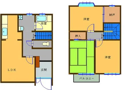 愛知県名古屋市西区花原町【テラスハウス】の間取り