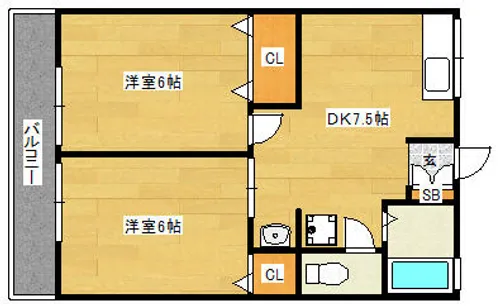 シティハイム長田【2階】の間取り