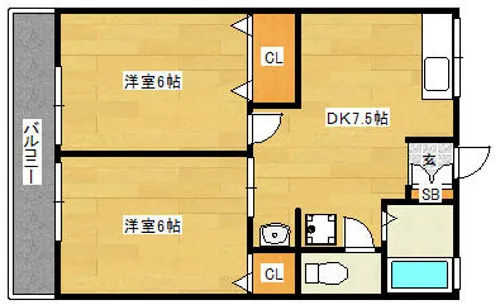 シティハイム長田【2階】の間取り
