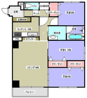 ベルシー室蘭【6階】の間取り