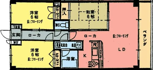 サンライトマンションⅢ 東棟【3B号室】の間取り