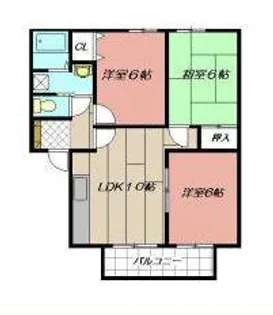 福岡県遠賀郡岡垣町旭台5丁目【アパート】の間取り