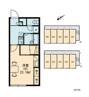 レオパレスアルカディアン【1階】の間取り