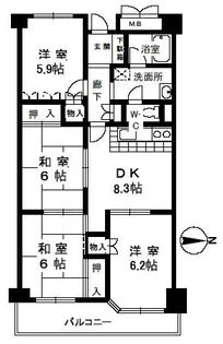 マリンパレス明石【1223号室】の間取り