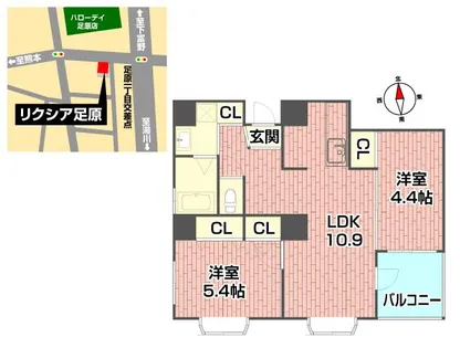 リクシア足原【201号室】の間取り
