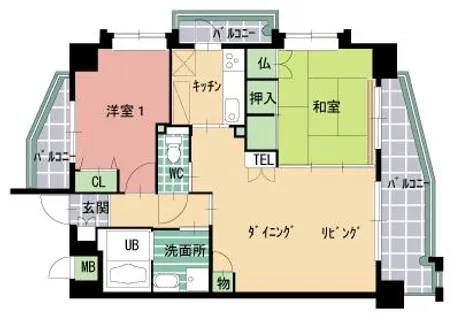 ハイネス若園【6階】の間取り