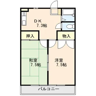 サンロイヤル漆田B棟【202号室】の間取り