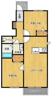 ニューフォレスナガタD・E【1階】の間取り