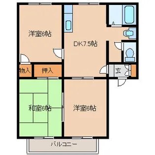 エバーグリーン廻り町【101号室】の間取り