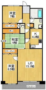 ユニライフ和泉中央A棟【2階】の間取り