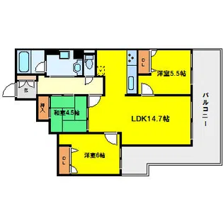 キングマンション堂島川【11階】の間取り
