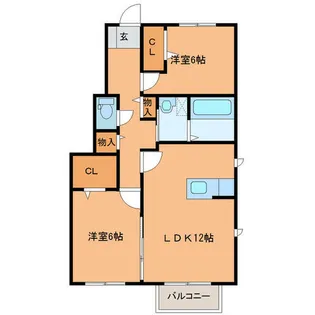 ラウレ・ア【B102号室】の間取り