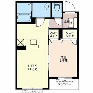 シャーメゾン牧野【2F号室】の間取り