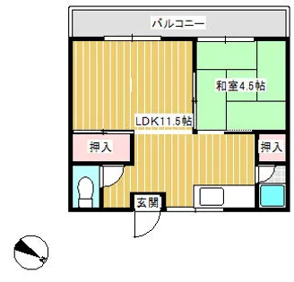 福岡県北九州市小倉北区今町3丁目【アパート】の間取り