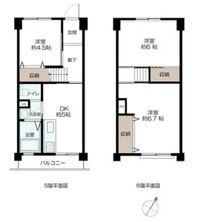 鶴甲コーポ34号館【5階】の間取り