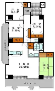 シャトゥ・ブランシェ【701号室】の間取り