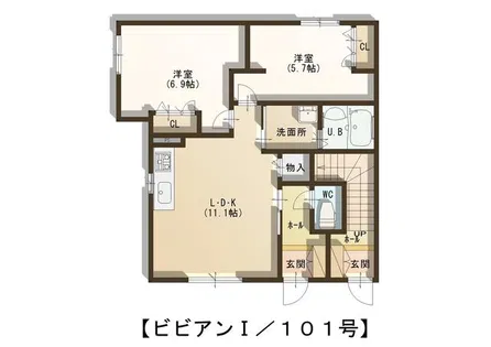 ビビアンⅠ【101号室】の間取り