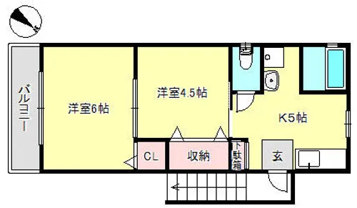 兵庫県神戸市長田区蓮宮通6丁目【アパート】の間取り