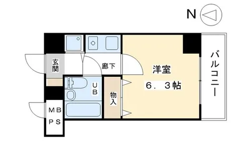 ライオンズマンション四条烏丸【707号室】の間取り