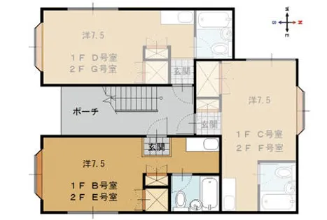 あぱぁとA【E号室】の間取り