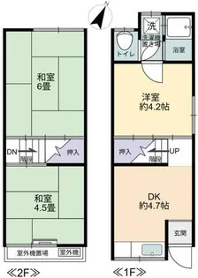 大阪府豊中市庄内栄町2丁目【テラスハウス】の間取り