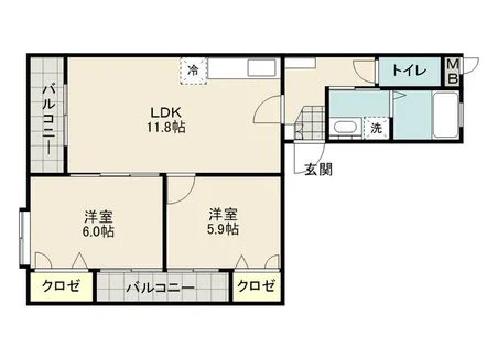 エスポワール若狭Ⅱ【105号室】の間取り