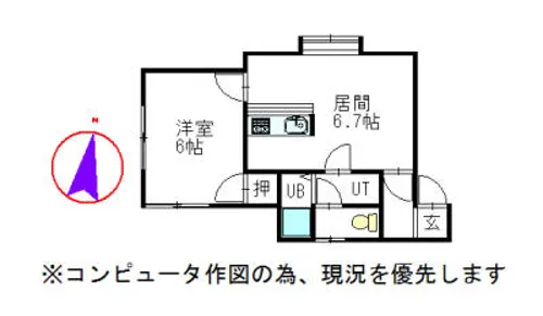 ラ・メゾン【102号室】の間取り