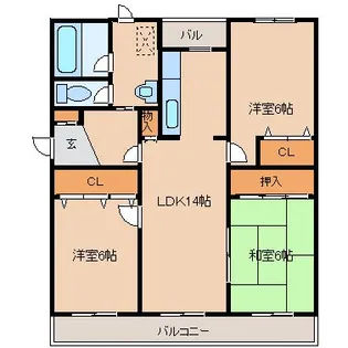 サンハイツくによし【305号室】の間取り