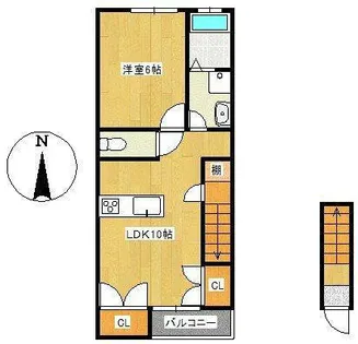 プラージュ浜田町【201号室】の間取り