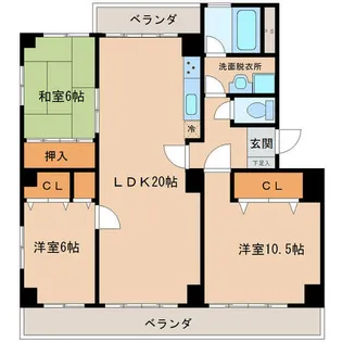 パークウエスト貴船A棟【3階】の間取り
