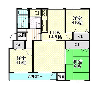 逆瀬川ハイツ2号棟【3階】の間取り