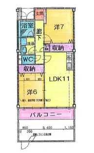 セゾン緑ヶ丘A棟【3階】の間取り