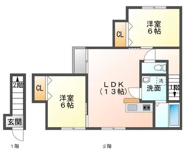 福井参番館【2F号室】の間取り