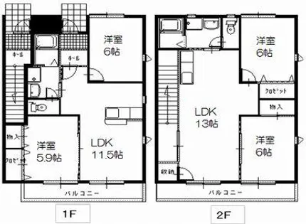 アネシスE棟【E-102号室】の間取り