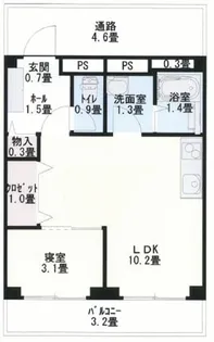 コーポ山方【1-B号室】の間取り