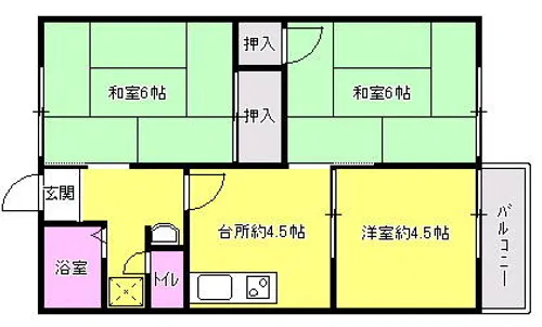 広川ハイツC棟【102号室】の間取り