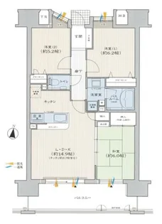 ワイズグラン舞鶴【8階】の間取り