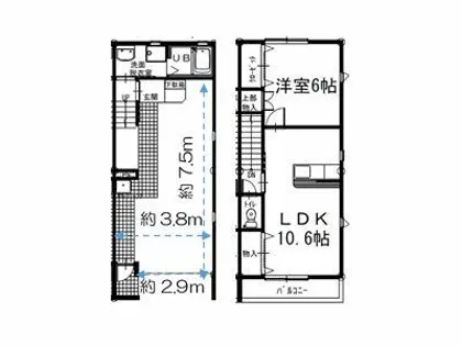 ヒュグリ(ガレージハウス) B棟【2号室】の間取り