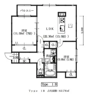 (仮)レオーネ明石【1階】の間取り
