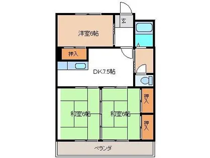 サンハイツ小郡【406号室】の間取り